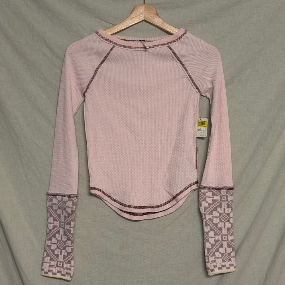 Free People Shes Reversible Thermal Pink Dreamt Kiss Women's XS - Picture 2 of 8